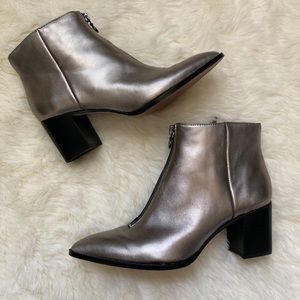 Sole Society Silver Metallic Pointed Toe Boots